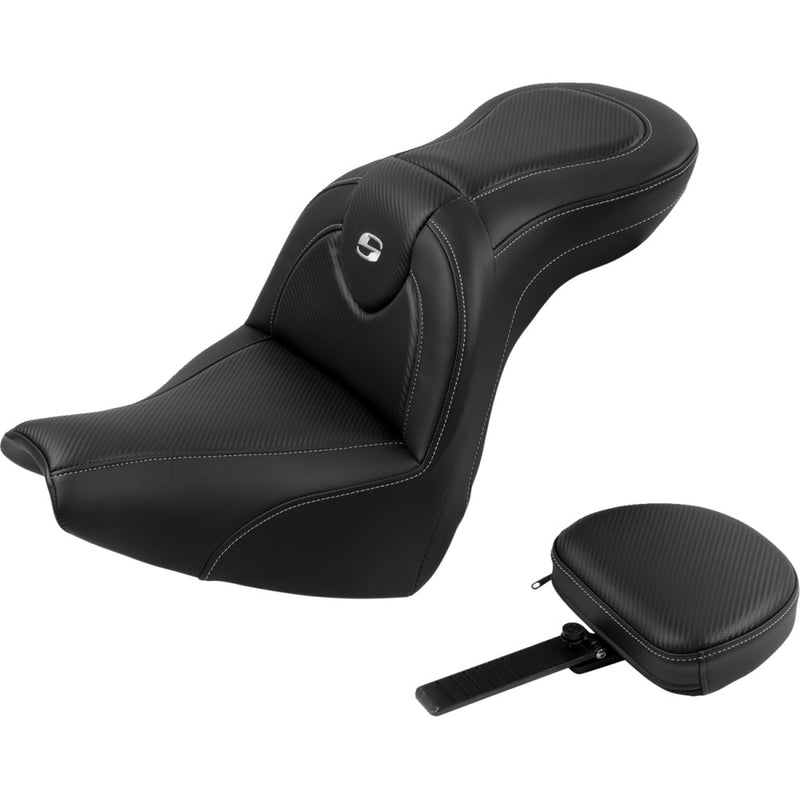 Saddlemen Roadsofa Plain Seat for Harley 18-22 Softail Breakout / Carbon Fiber / Without heating / With backrest  - Customhoj