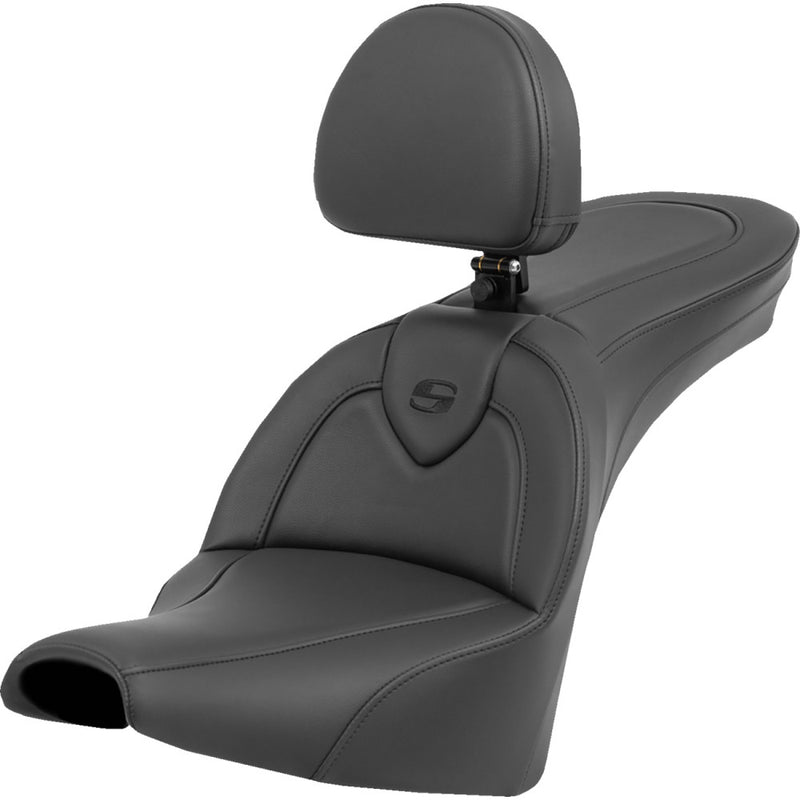 Saddlemen Roadsofa Plain Seat for Harley 18-25 Softail Street Bob / Standard / Black / Without heating / With backrest  - Customhoj