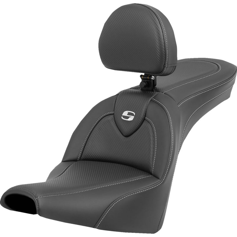 Saddlemen Roadsofa Plain Seat for Harley 18-25 Softail Street Bob / Standard / Carbon Fiber / Without heating / With backrest  - Customhoj