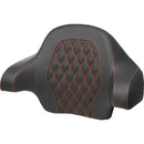 Saddlemen Roadsofa Tour-Pak Backrest for Harley 14-25 Touring (King Tour-Pak) / Lattice Stitch / Orange  - Customhoj