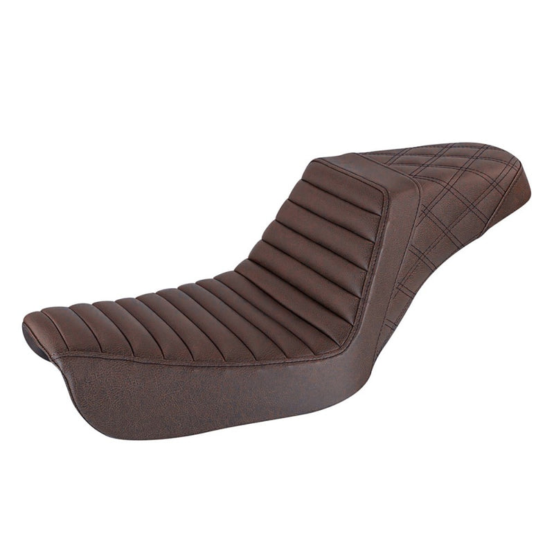 Saddlemen Step-Up Tuck-n-Roll / Lattice Stitch for Harley 04-05 Dyna (excl. Wide Glide) / Brown / Black  - Customhoj
