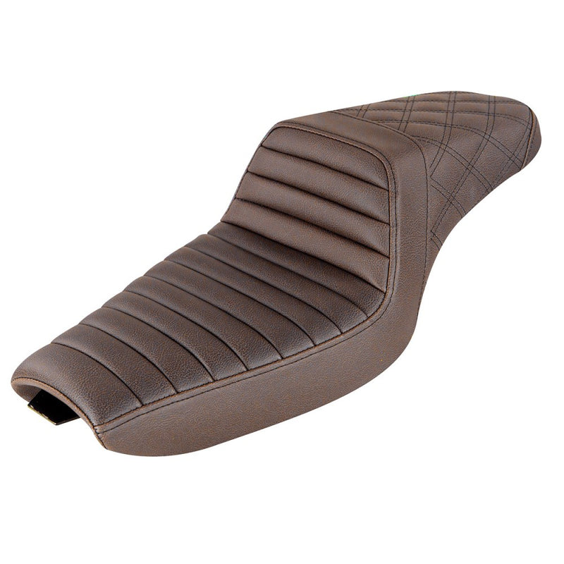 Saddlemen Step-Up Tuck-n-Roll / Lattice Stitch for Harley 04-22 XL Sportster (with 17 liter tank) / Brown / Black  - Customhoj