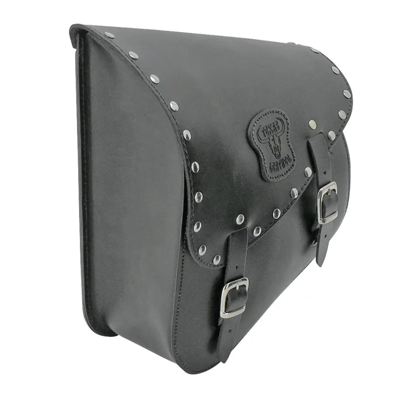 Texas Leather Swingarm Bag for Harley 84-17 Softail (read note) / Black with chrome studs  - Customhoj