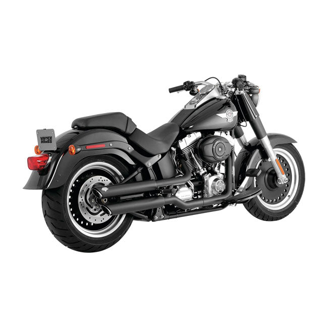 Vance & Hines Twin Slash 3" PCX Slip-On Mufflers for Harley 07-17 Softail Fat Boy FLSTF / FLFSTFB (read note) / Black