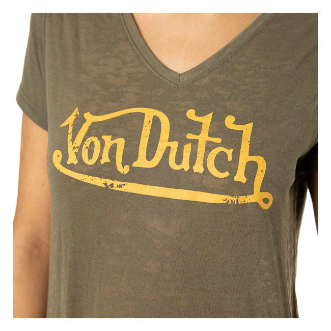 Von Dutch V-neck Logo T-Shirt Ladies