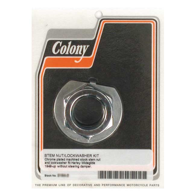 COLONY Övriga reservdelar framgaffel Krom Colony Fork Stem Nut & Washer Kit. FL 49-84; FXWG 80-86; FXST 84-15; FXSB 13-17; FXDWG 93-17; Dyna 06-17; FLT / Touring 80-13 Customhoj