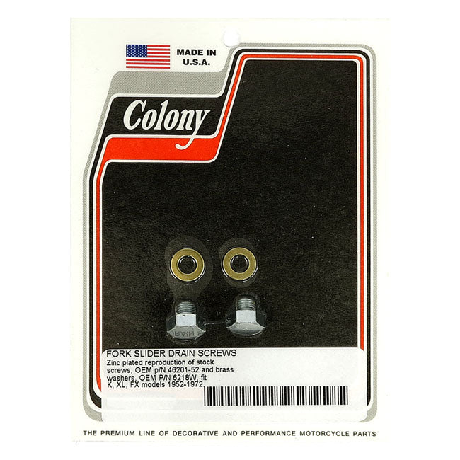 COLONY Övriga reservdelar framgaffel Zinc Colony Drain Screws Fork Slider. K, XL, FX 52-72 Customhoj