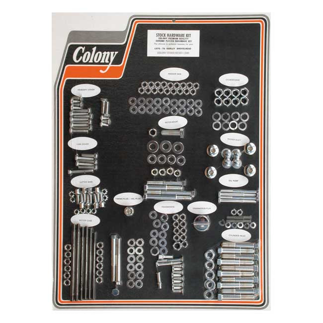 COLONY Skruvkit Harley 70-75 SHOVEL / Krom (OEM Stil) Colony Motor Screw Set HD 30-85 Customhoj