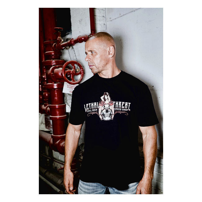 LETHAL THREAT T-shirt Lethal Threat Evil Iron speed shop T-shirt Svart Customhoj