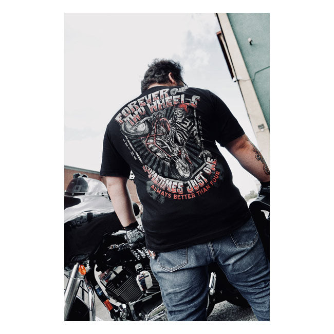 LETHAL THREAT T-shirt Lethal Threat Forever two Wheels T-shirt Svart Customhoj