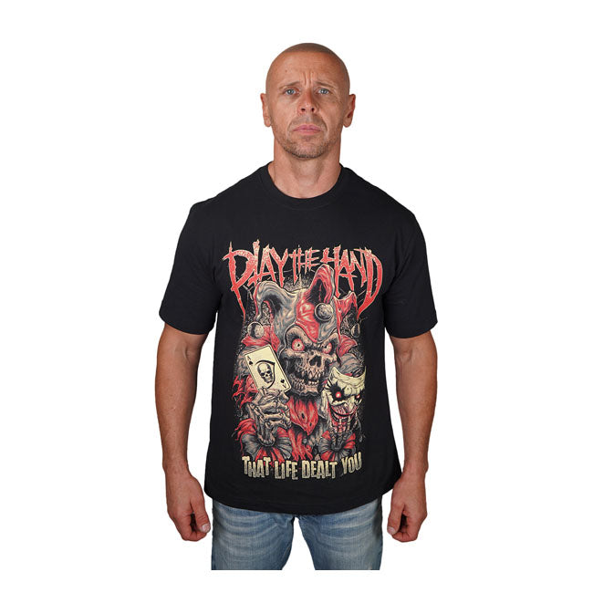 LETHAL THREAT T-shirt Lethal Threat Play the hand Jester T-shirt Svart Customhoj