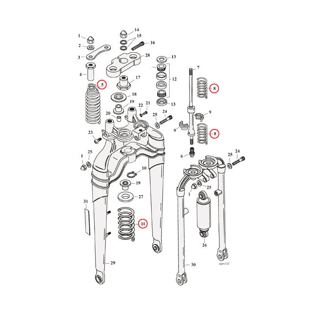 SAMWEL Springer reservdelar Krom Spring Set Springer Fork. Svart / Krom. FXST 88-06; FLSTS 97-09 Customhoj